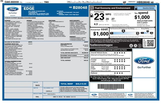 Used 2017 Ford Edge Titanium w/ Equipment Group 302A AWD/4WD image 2
