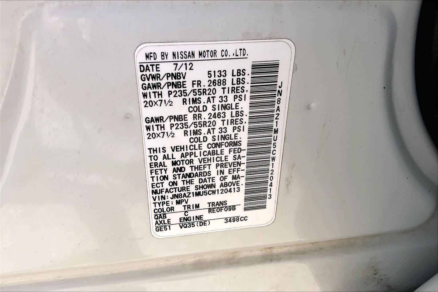 Used 2012 Nissan Murano LE w/ Platinum Pkg FWD image 34