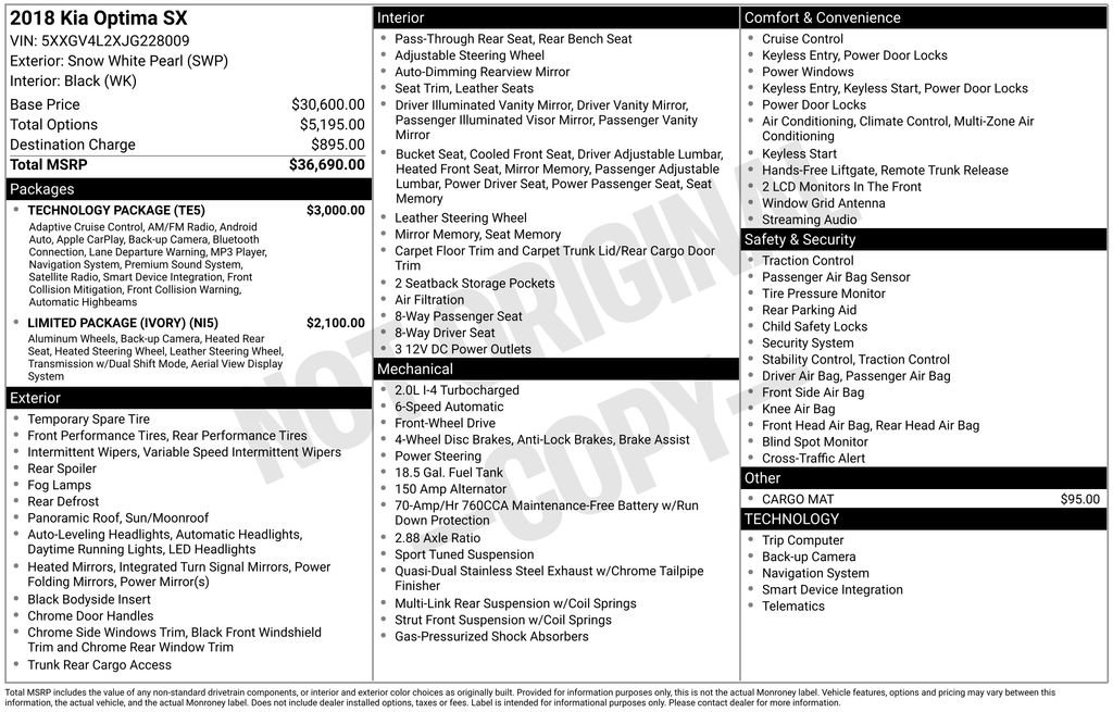 Used 2018 Kia Optima SX w/ Technology Package image 16