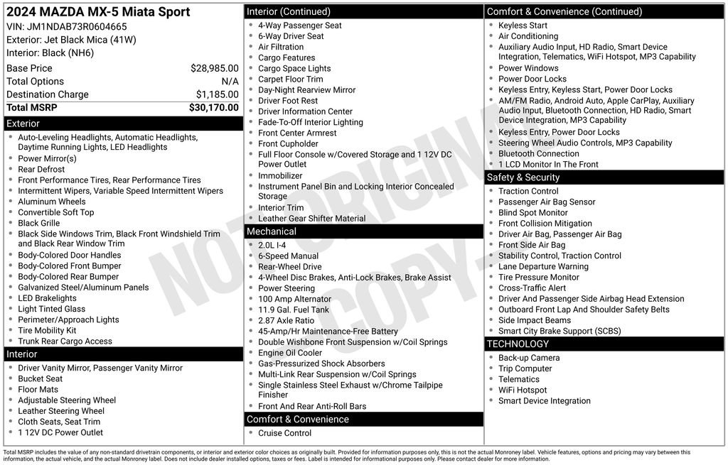 Certified 2024 MAZDA MX-5 Miata Sport RWD image 11