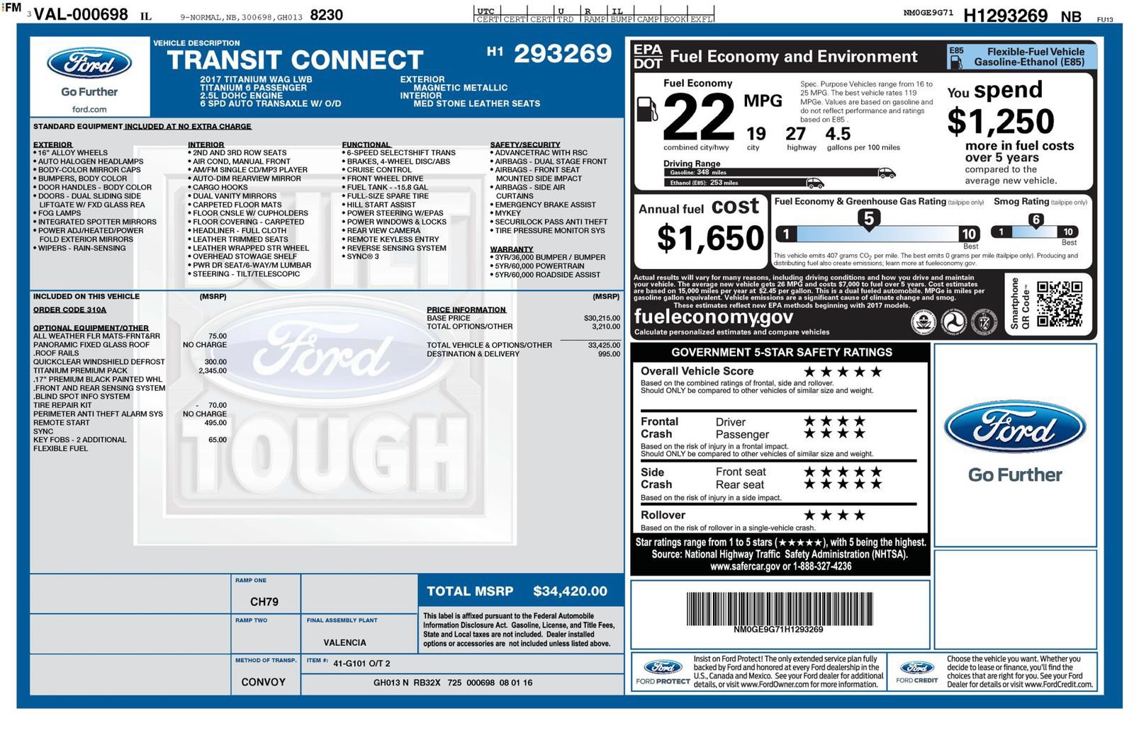 Used 2017 Ford Transit Connect Titanium w/ Titanium Premium Package FWD image 3