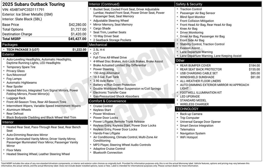 Certified 2025 Subaru Outback Touring w/ Tech Package 3 AWD/4WD image 22