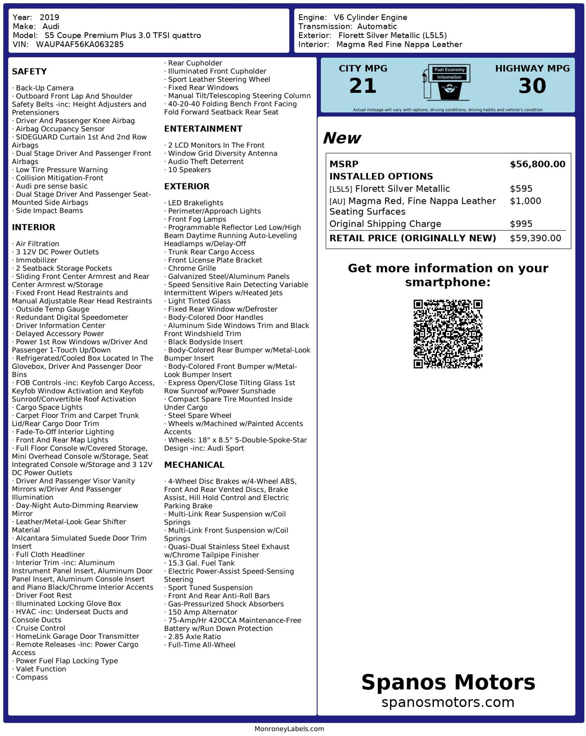 Used 2019 Audi S5 Premium Plus w/ Premium Plus image 3