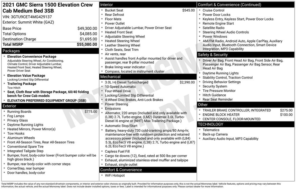 Used 2021 GMC Sierra 1500 Elevation image 10