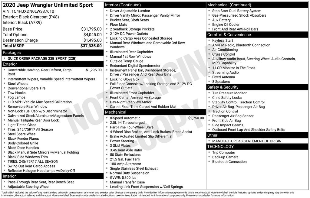 Used 2020 Jeep Wrangler Unlimited Sport AWD/4WD image 9