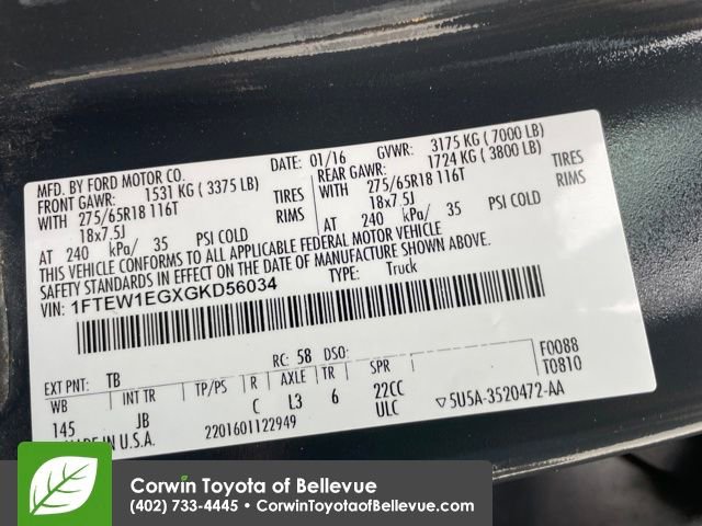 Used 2016 Ford F150 XLT w/ Equipment Group 302A Luxury image 30