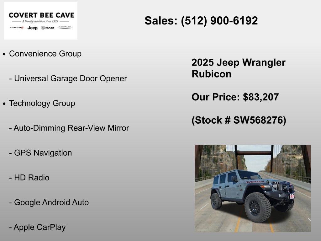 New 2025 Jeep Wrangler Unlimited Rubicon w/ Safety Group AWD/4WD image 12
