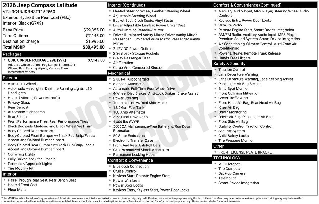 Certified 2026 Jeep Compass Latitude w/ Quick Order Package 29K AWD/4WD image 7