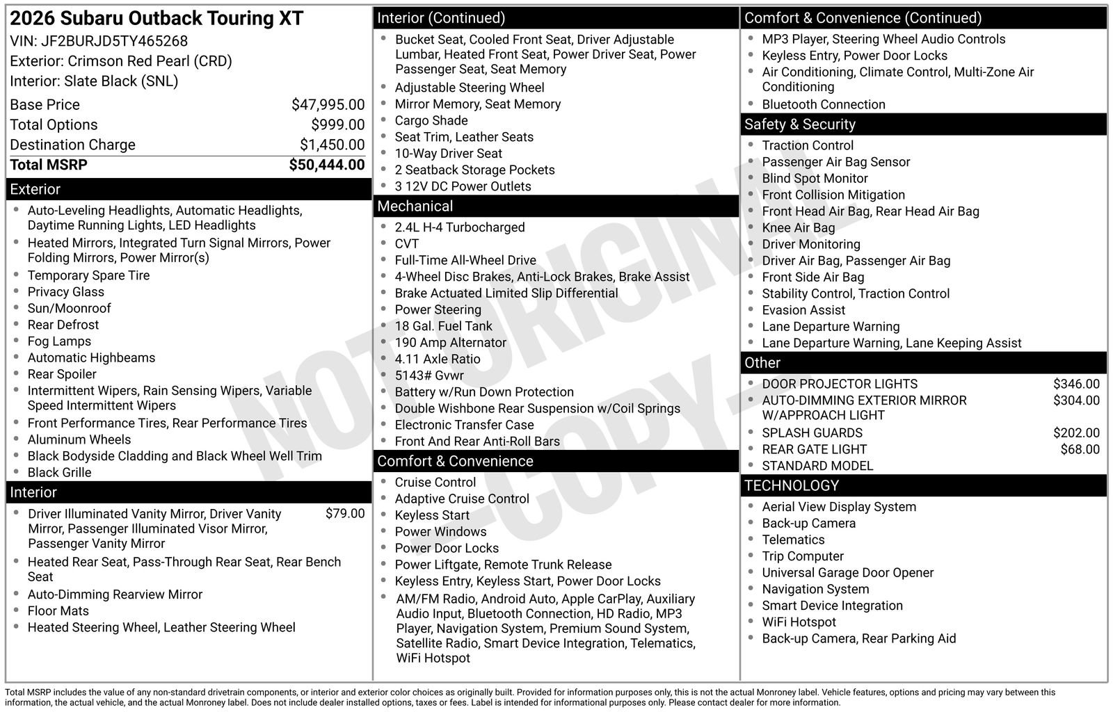 New 2026 Subaru Outback Touring XT image 4