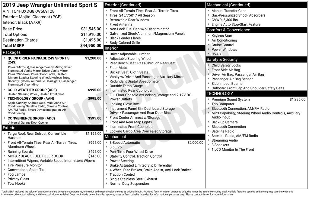 Used 2019 Jeep Wrangler Unlimited Sport S image 3