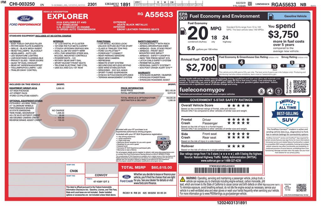 Certified 2024 Ford Explorer ST w/ Equipment Group 401A AWD/4WD image 29