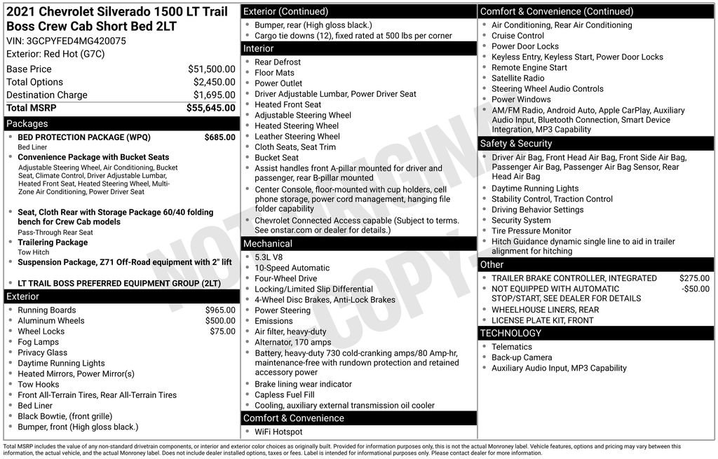 Used 2021 Chevrolet Silverado 1500 LT Trail Boss w/ Bed Protection Package AWD/4WD image 37