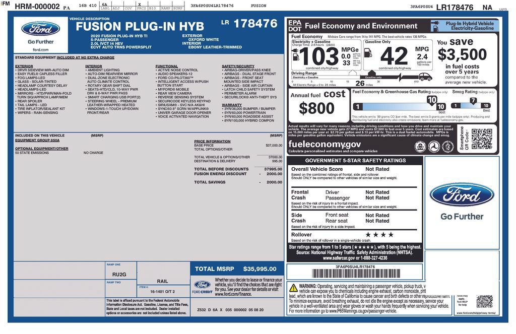 Used 2020 Ford Fusion Energi Titanium FWD image 31