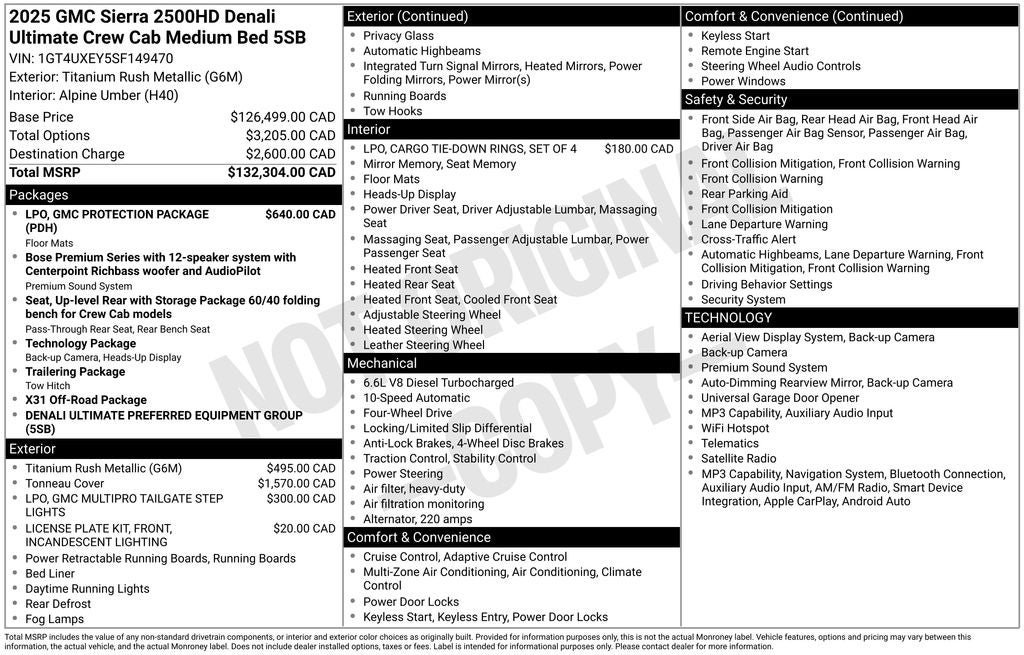 Used 2025 GMC Sierra 2500 Denali Ultimate w/ LPO, GMC Protection Package AWD/4WD image 12