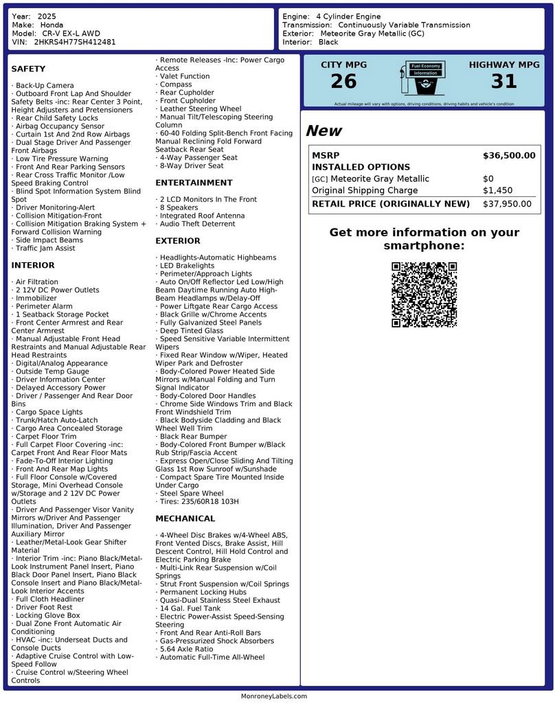 Certified 2025 Honda CR-V EX-L image 21
