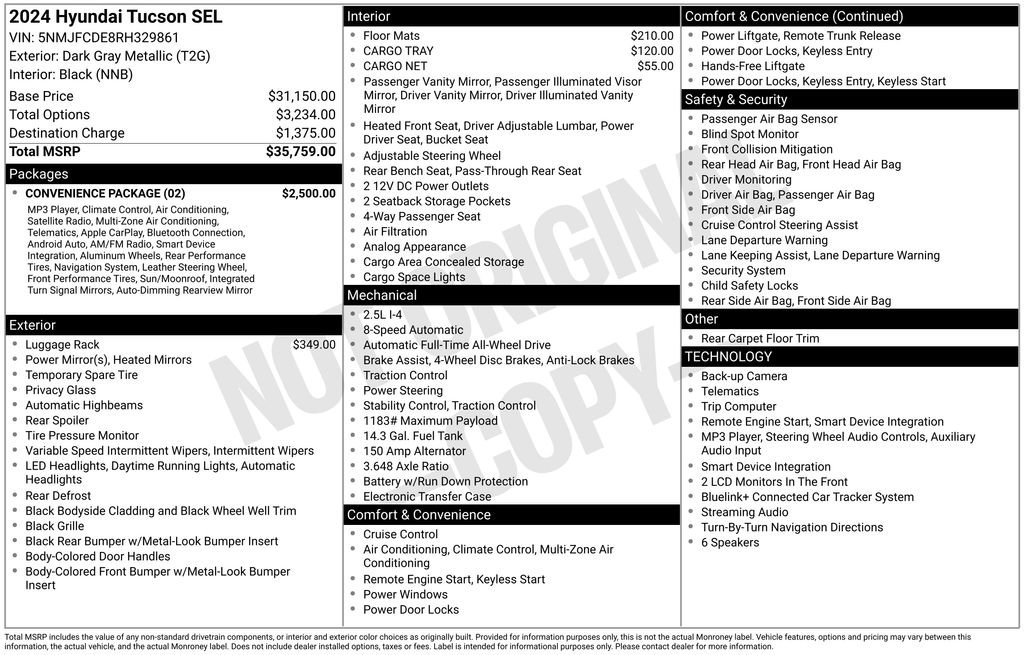 Certified 2024 Hyundai Tucson SEL w/ Convenience Package AWD/4WD image 5