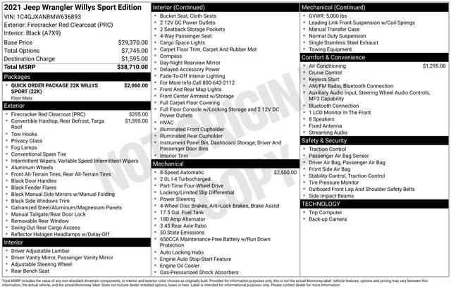 Used 2021 Jeep Wrangler Sport image 23