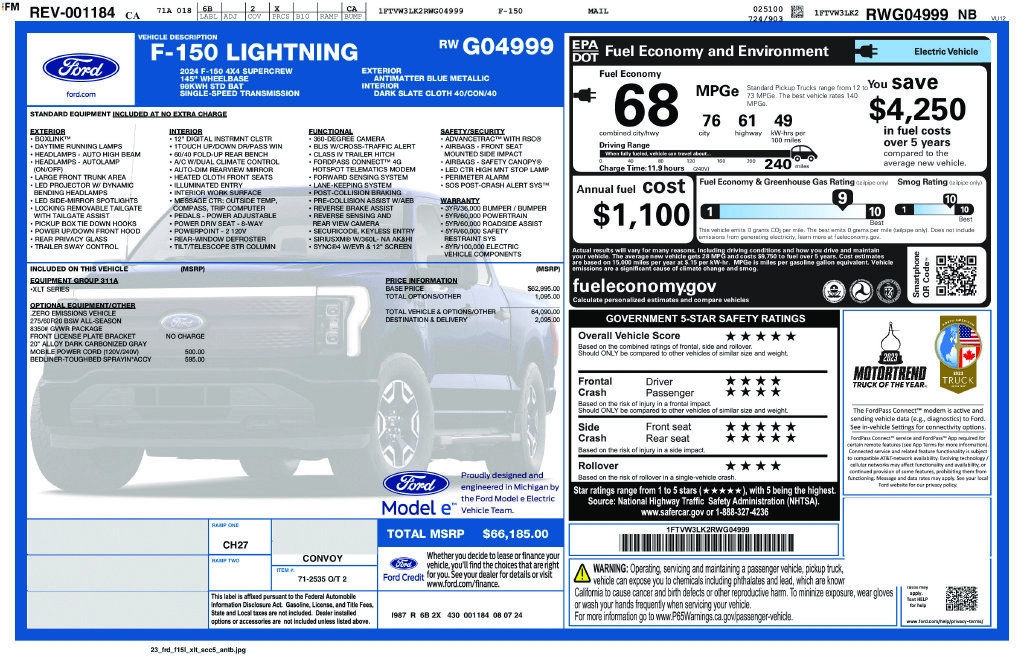 Certified 2024 Ford F150 Lightning XLT AWD/4WD image 49