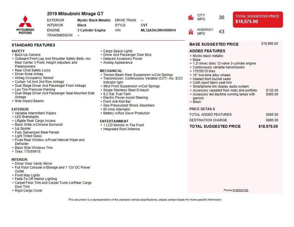 Used 2019 Mitsubishi Mirage image 33