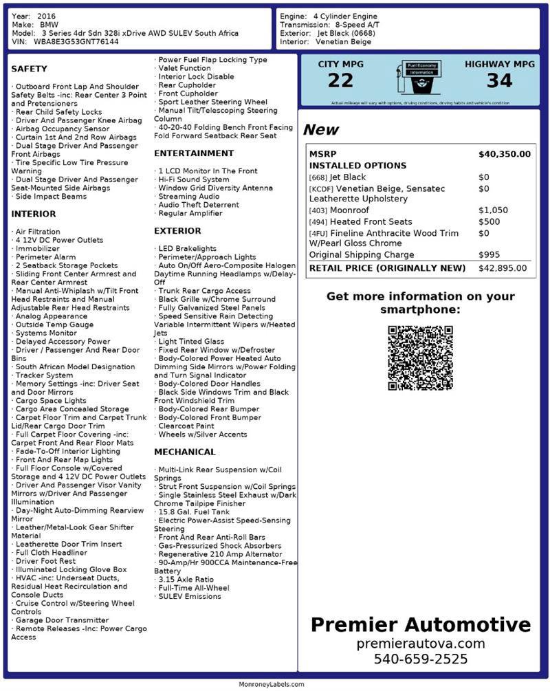 Used 2016 BMW 328i xDrive 328I XDRIVE image 2