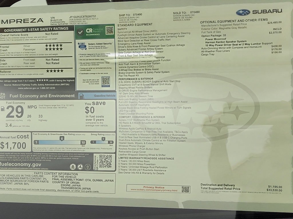 New 2026 Subaru Impreza RS AWD/4WD image 16