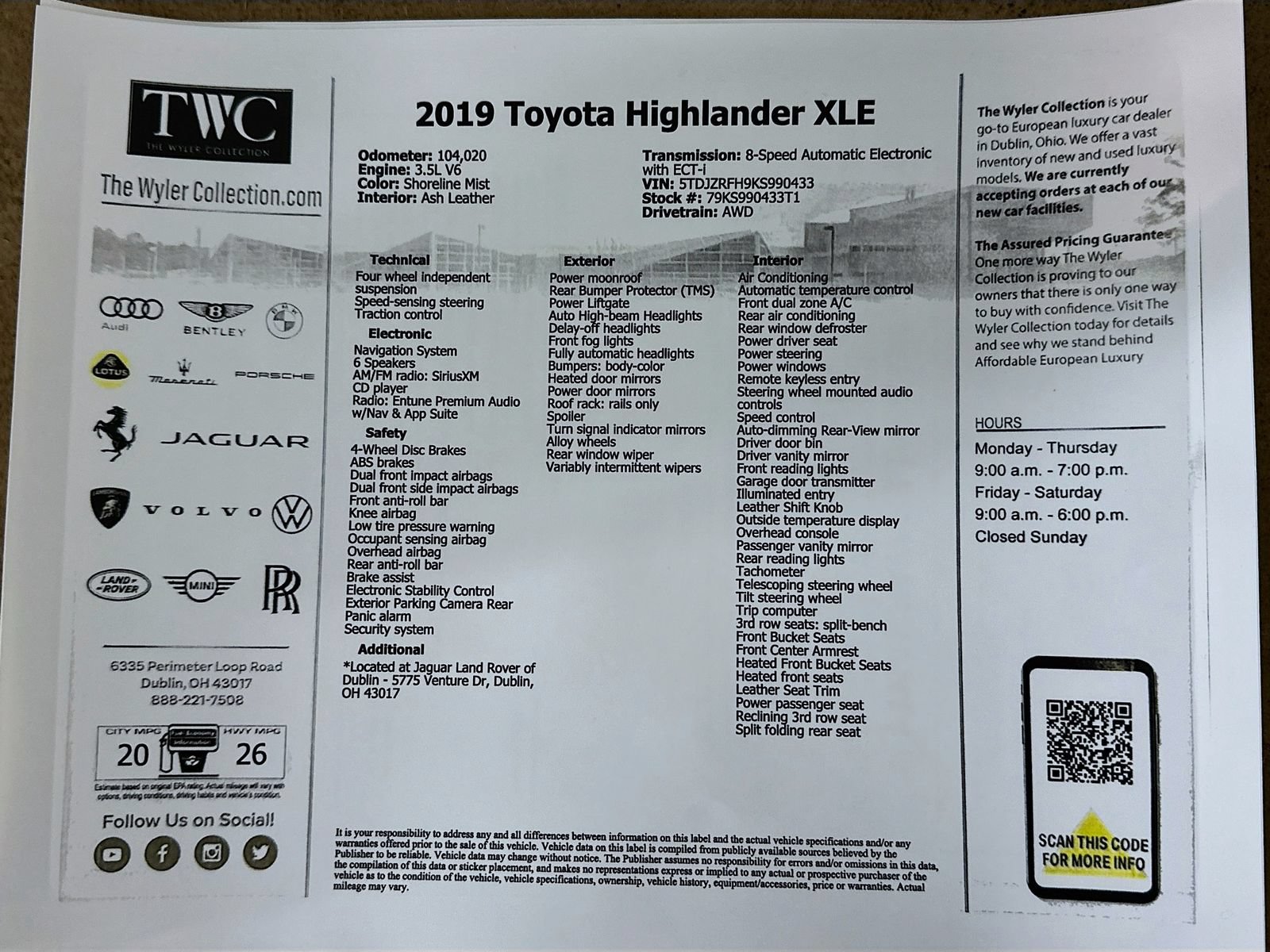 Used 2019 Toyota Highlander XLE AWD/4WD image 47