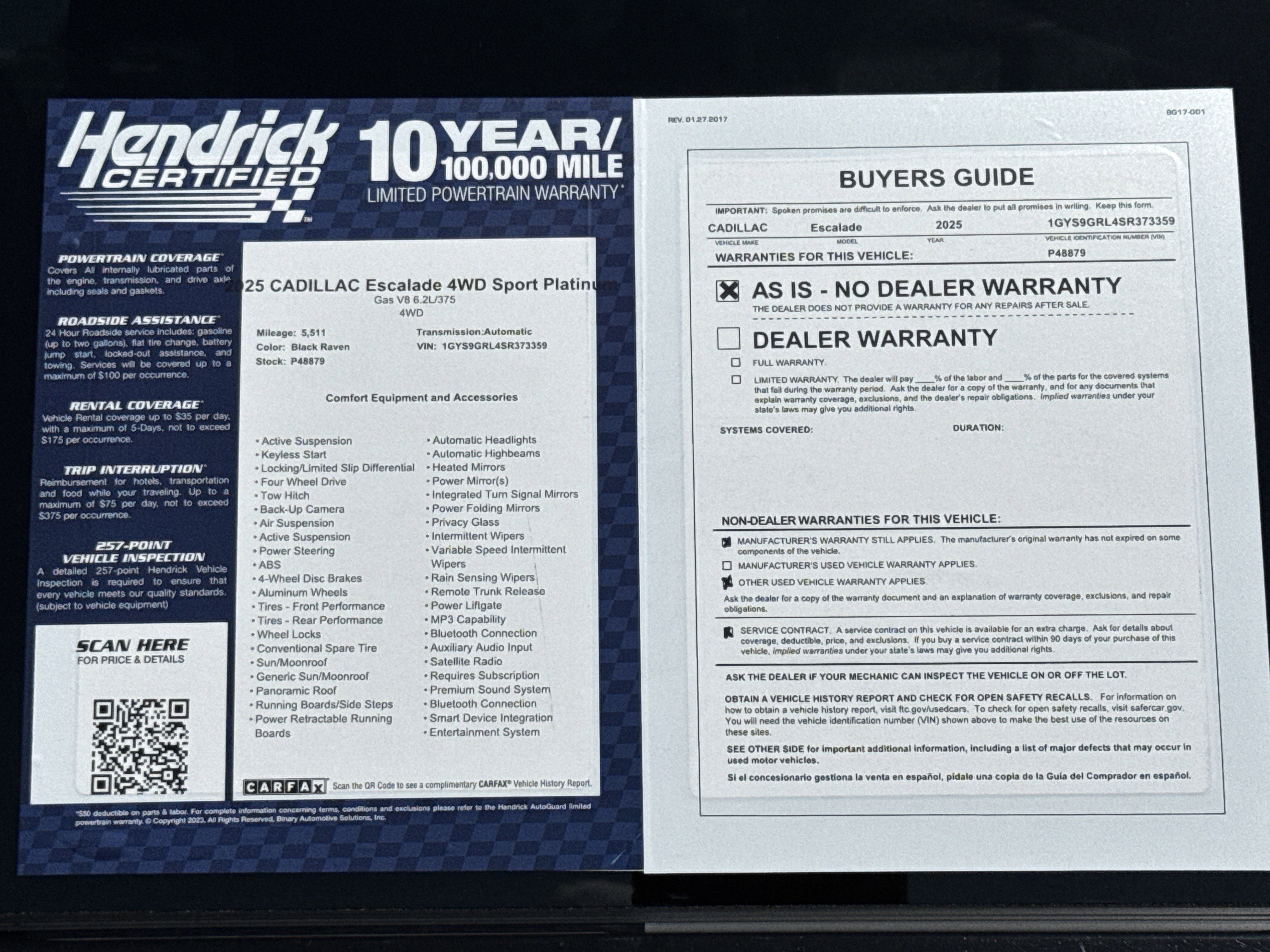 Used 2025 Cadillac Escalade Sport Platinum w/ LPO, ONYX Package image 43