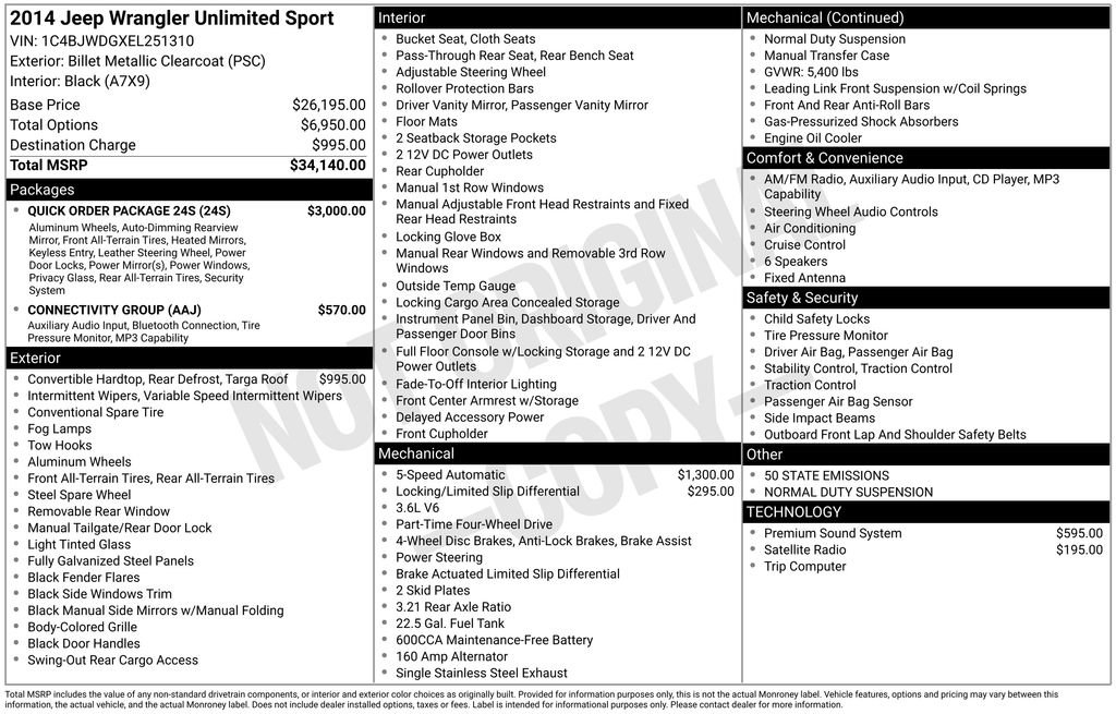 Used 2014 Jeep Wrangler Unlimited Sport w/ Quick Order Package 24S image 25