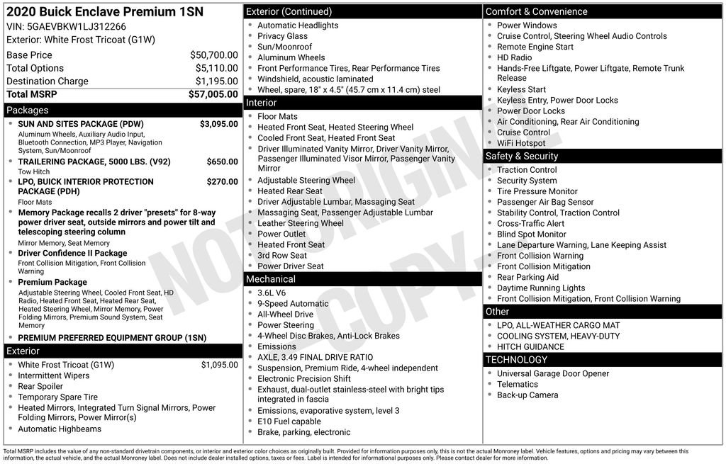 Used 2020 Buick Enclave Premium w/ Sun and Sites Package image 32