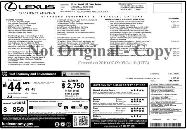 Used 2019 Lexus ES 300h w/ Premium Package FWD image 4