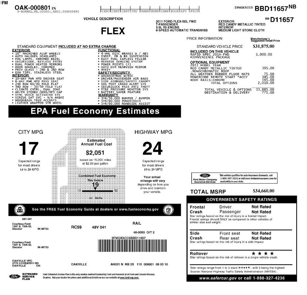 Used 2011 Ford Flex SEL w/ Rapid Spec Order Code FWD image 2
