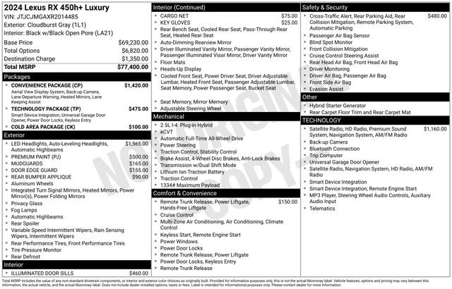 Used 2024 Lexus RX 450h AWD w/ Convenience Package image 33
