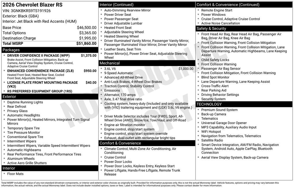 New 2026 Chevrolet Blazer RS w/ Driver Confidence II Package AWD/4WD image 6