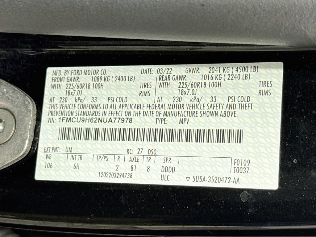 Used 2022 Ford Escape SEL w/ Technology Package AWD/4WD image 37