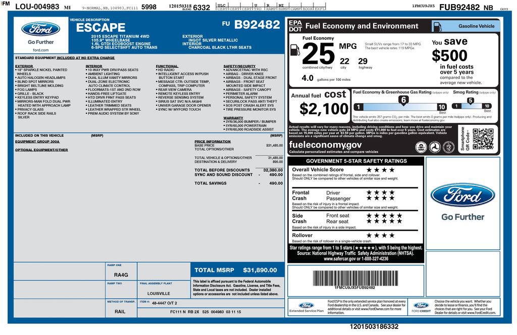 Used 2015 Ford Escape Titanium AWD/4WD image 12