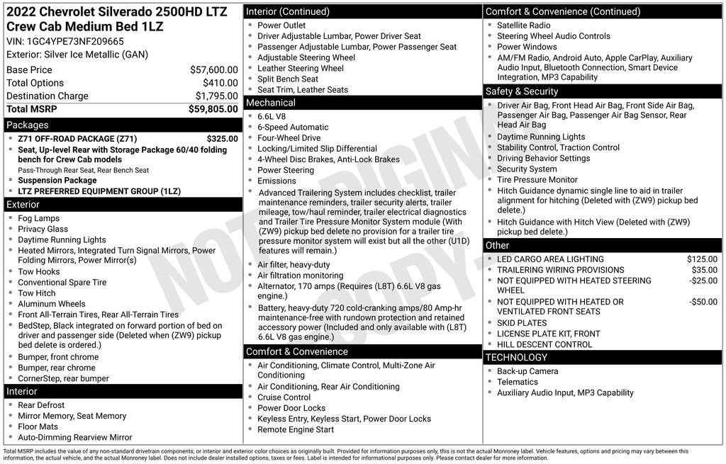 Used 2022 Chevrolet Silverado 2500 LTZ w/ Z71 Off-Road Package image 57