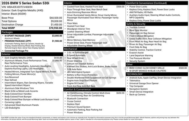 Used 2026 BMW 530i w/ M Sport Package RWD image 11
