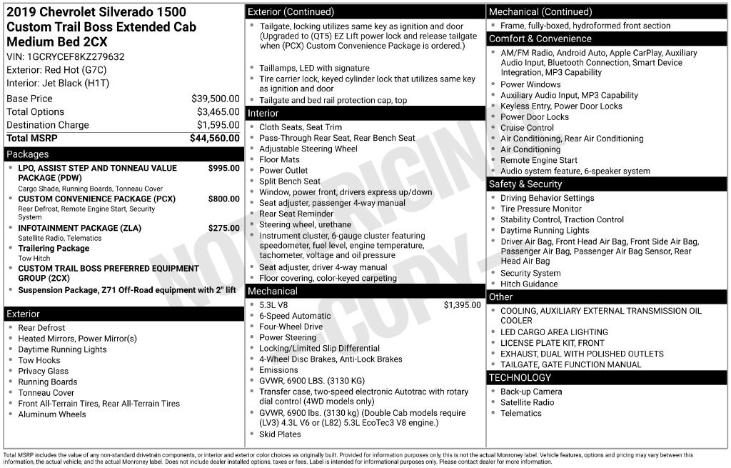 Used 2019 Chevrolet Silverado 1500 Custom Trail Boss AWD/4WD image 35