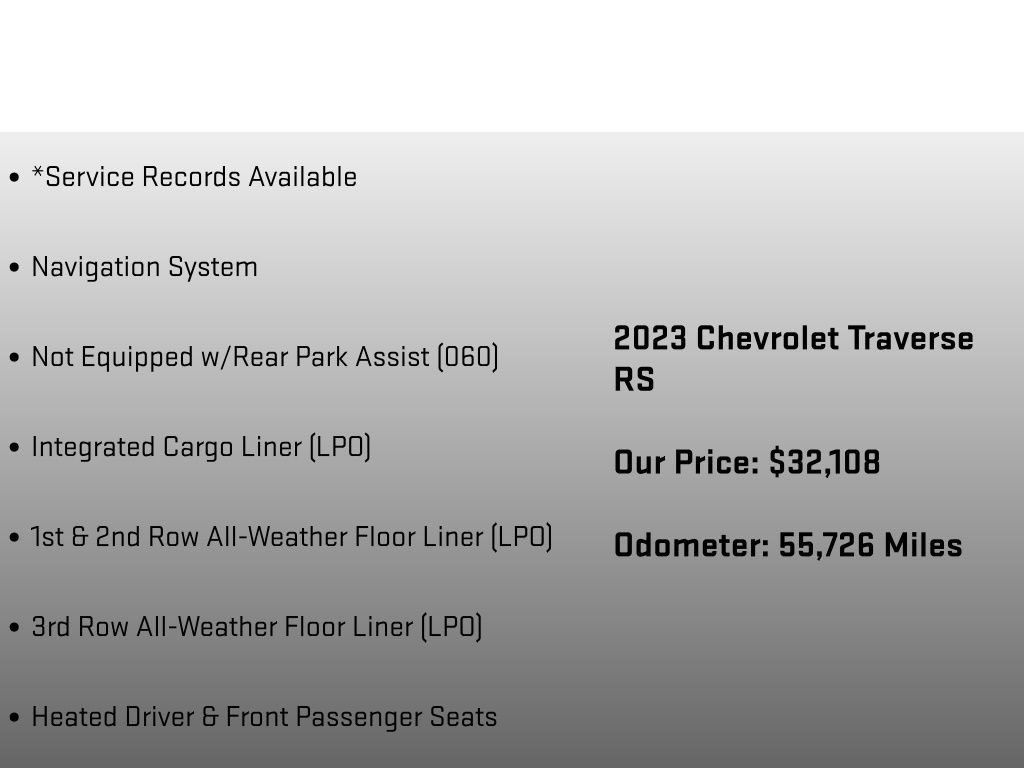 Used 2023 Chevrolet Traverse RS w/ LPO, Floor Liner Package AWD/4WD image 18