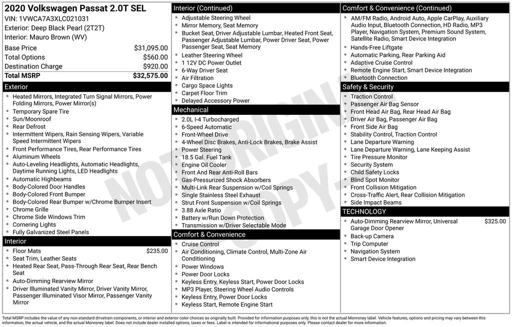 Used 2020 Volkswagen Passat 2.0T SEL image 43