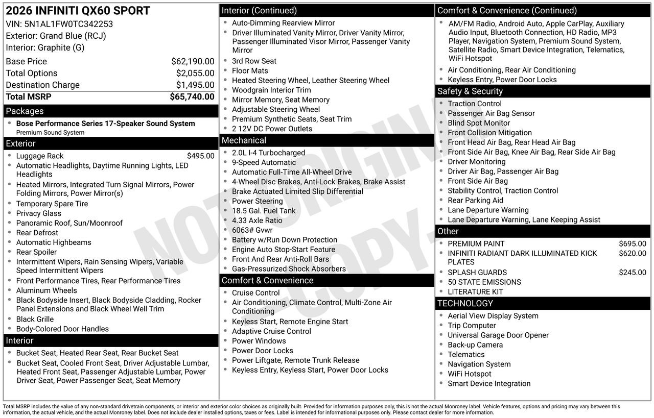 Certified 2026 INFINITI QX60 Sport AWD/4WD image 35