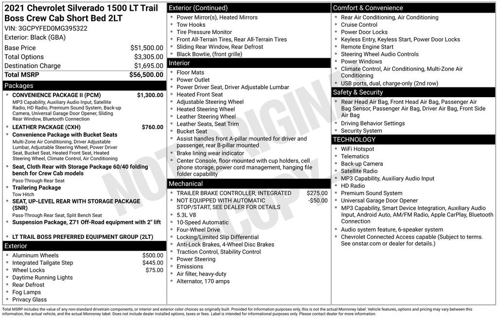 Used 2021 Chevrolet Silverado 1500 LT Trail Boss w/ Convenience Package II AWD/4WD image 2