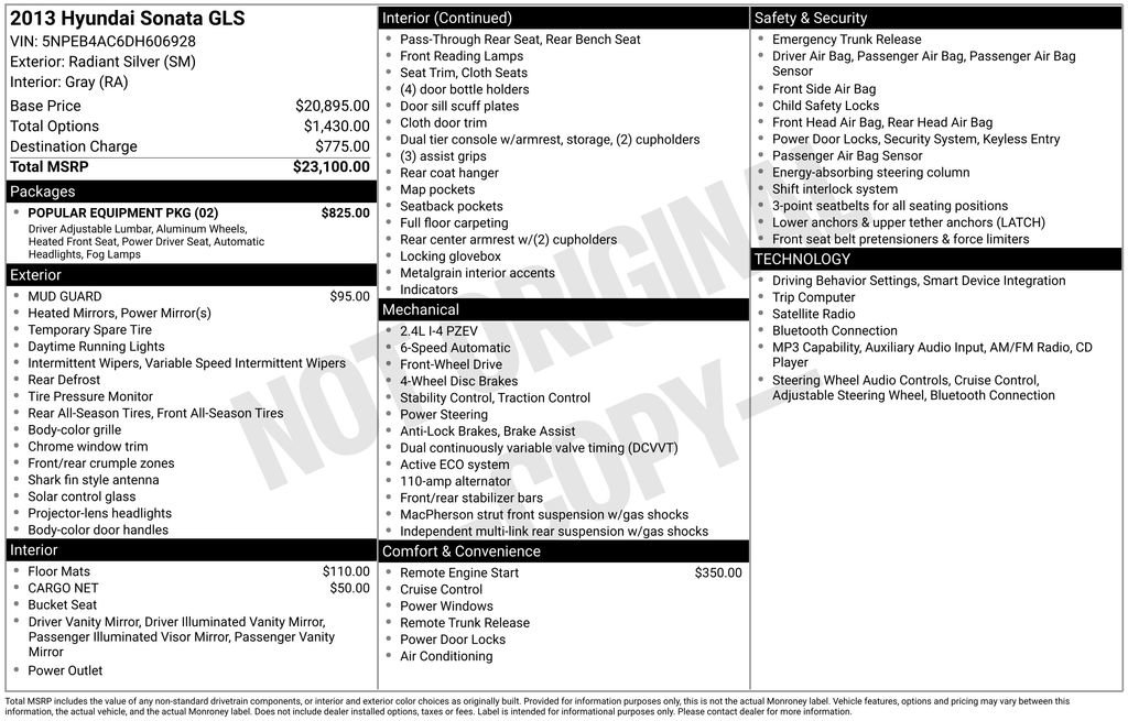 Used 2013 Hyundai Sonata GLS w/ Popular Equipment Pkg FWD image 11