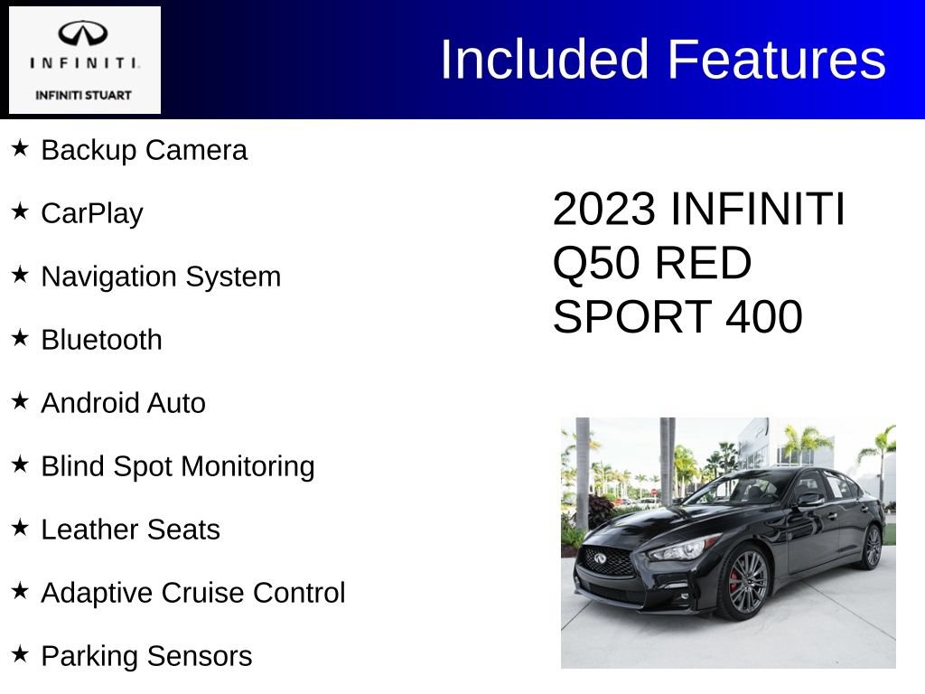 Certified 2023 INFINITI Q50 Red Sport 400 RWD image 3