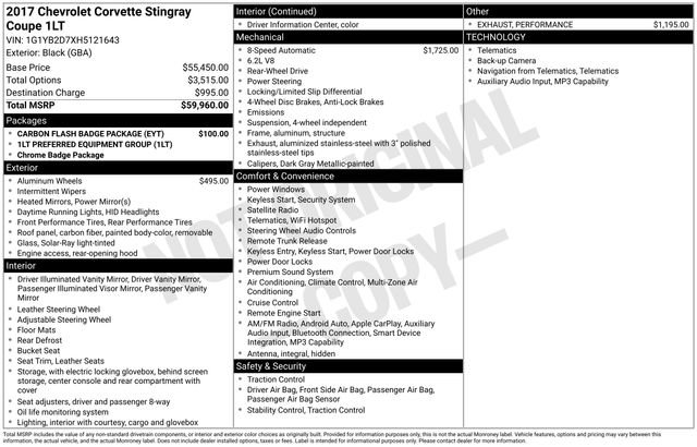 Certified 2017 Chevrolet Corvette Stingray Coupe w/ Carbon Flash Badge Package image 5