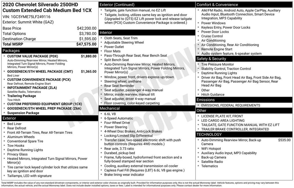 Used 2020 Chevrolet Silverado 2500 Custom w/ Custom Value Package image 7