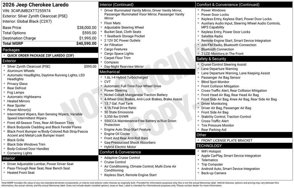 New 2026 Jeep Cherokee Laredo AWD/4WD image 9