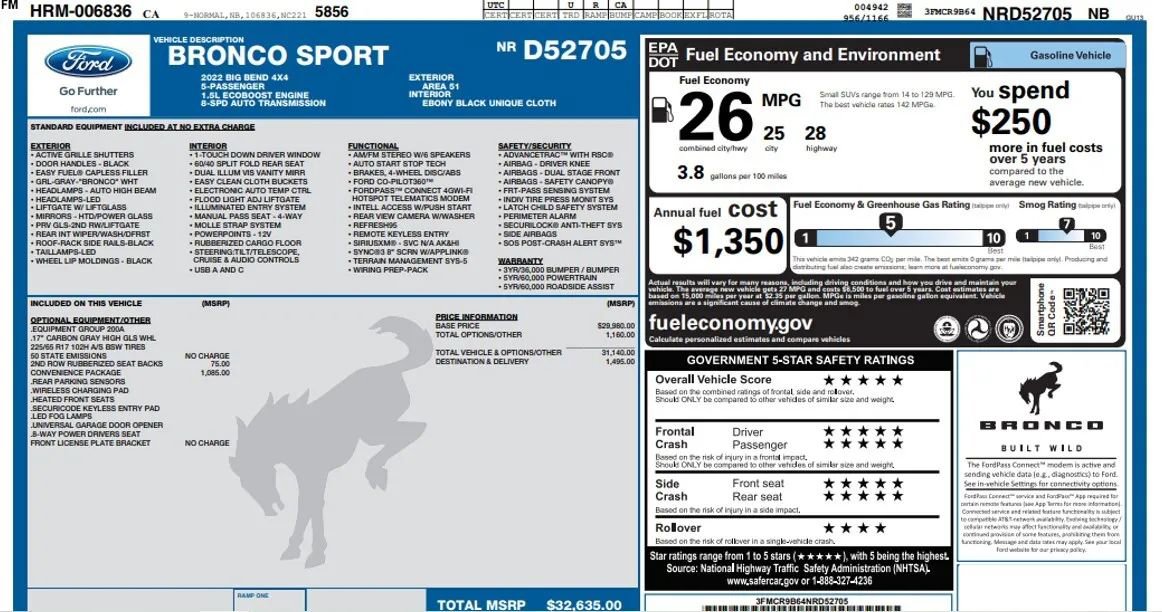 Used 2022 Ford Bronco Sport Big Bend w/ Convenience Package image 2