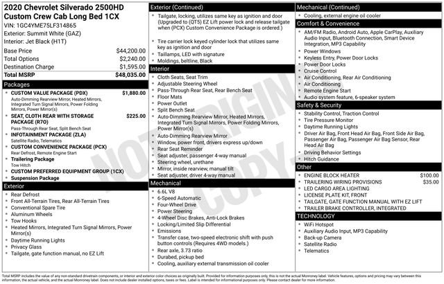 Used 2020 Chevrolet Silverado 2500 Custom w/ Custom Value Package AWD/4WD image 9