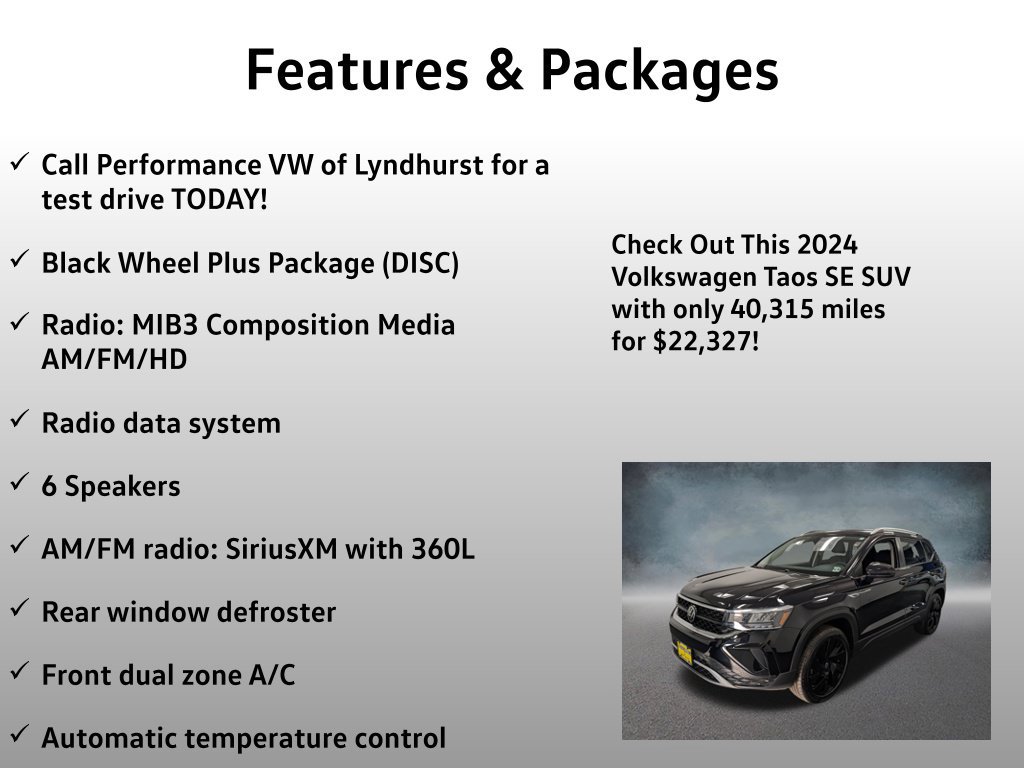 Used 2024 Volkswagen Taos SE w/ Black Wheel Plus Package AWD/4WD image 4